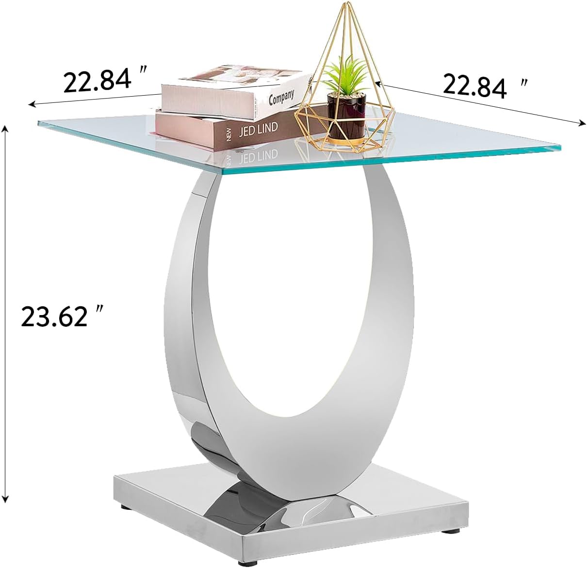 Modern Glass Side Table with Metal Frame
