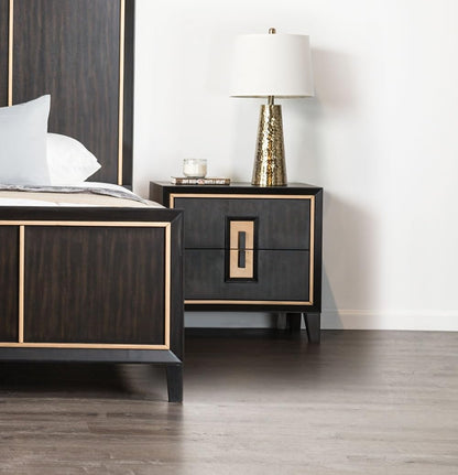 Modern Espresso Bedside Nightstand Cabinet