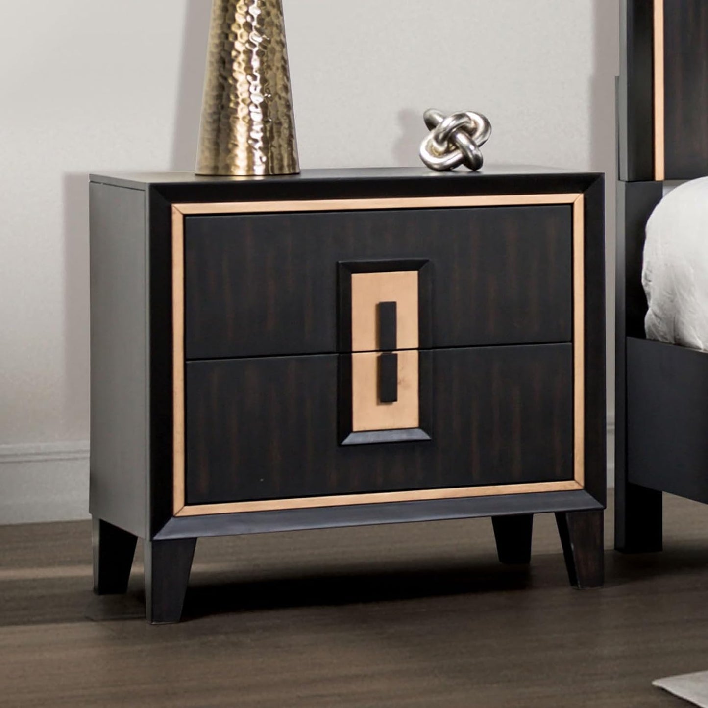 Modern Espresso Bedside Nightstand Cabinet