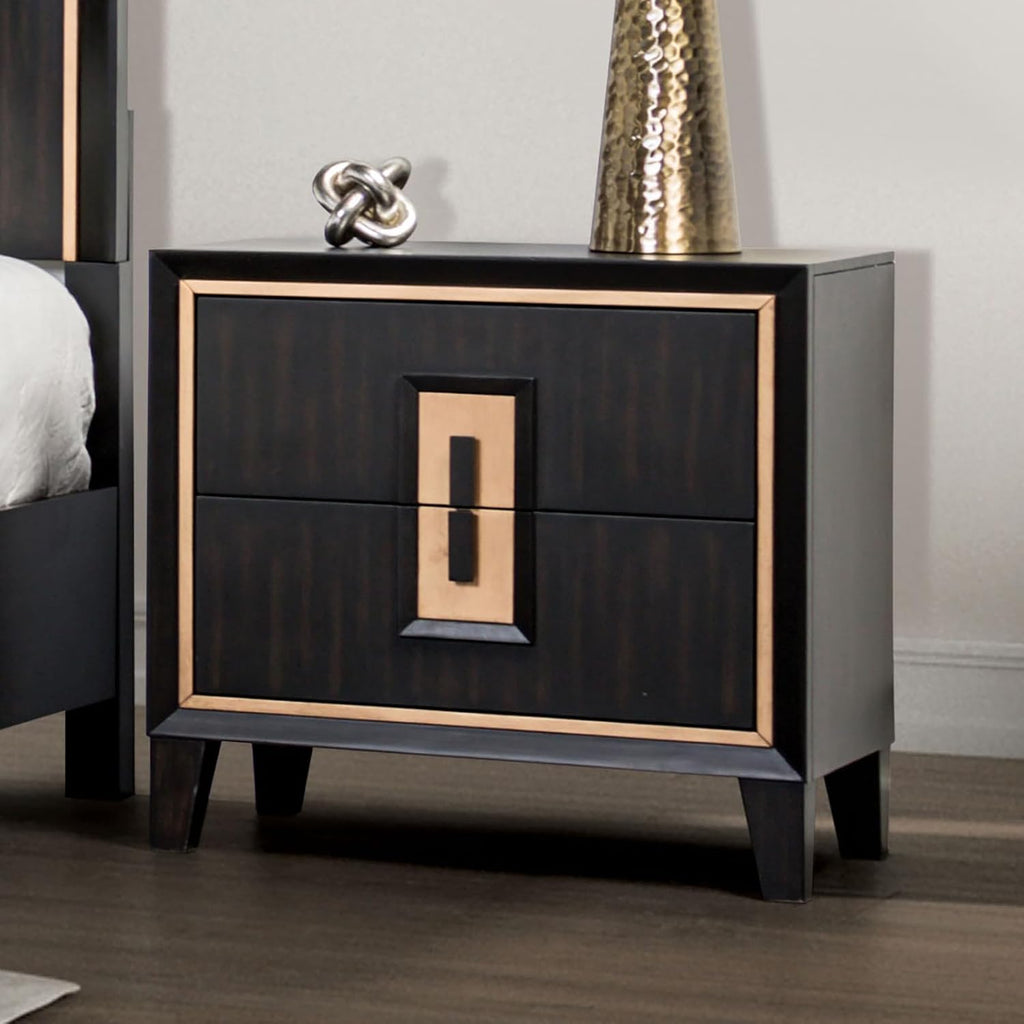 Modern Espresso Bedside Nightstand Cabinet