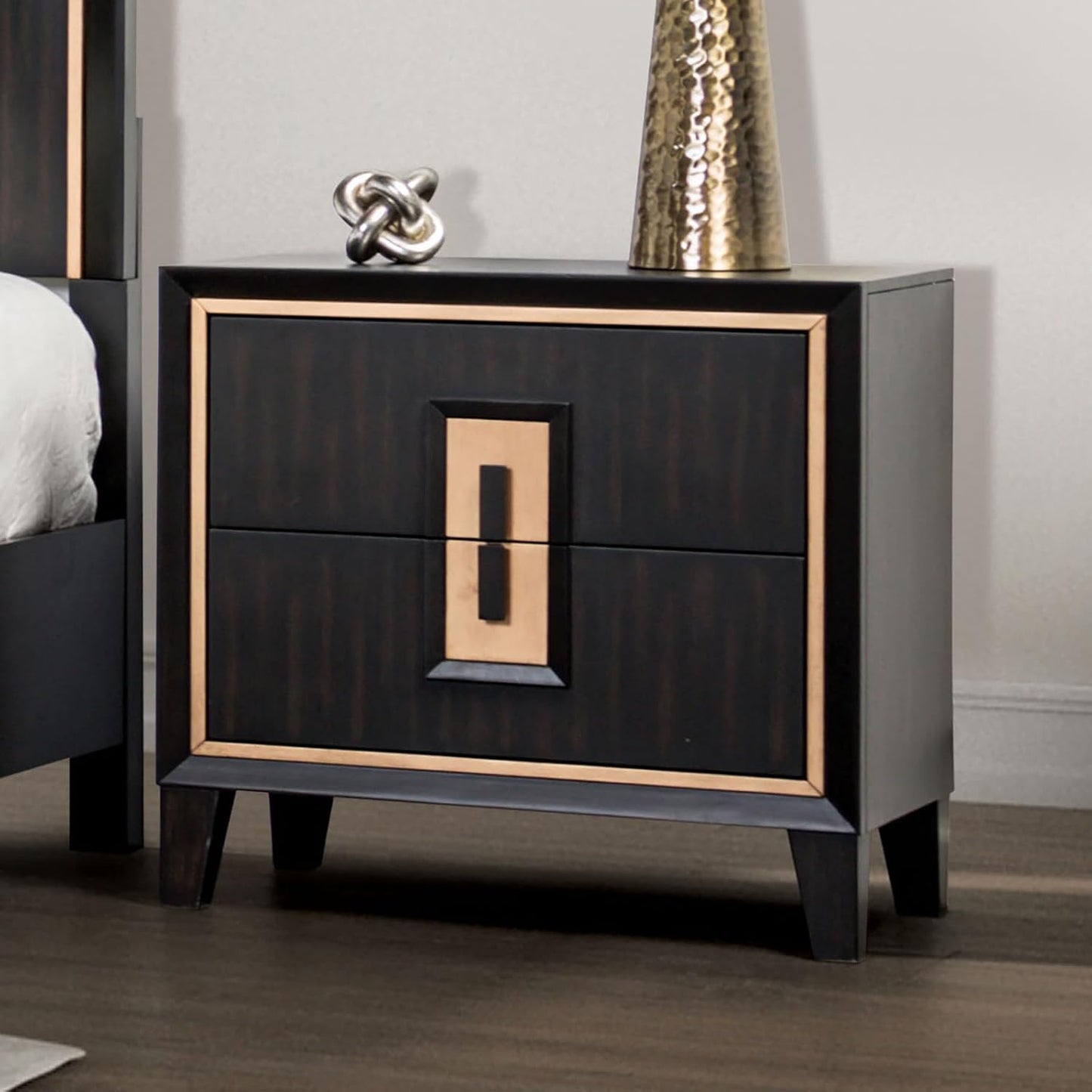 Modern Espresso Bedside Nightstand Cabinet