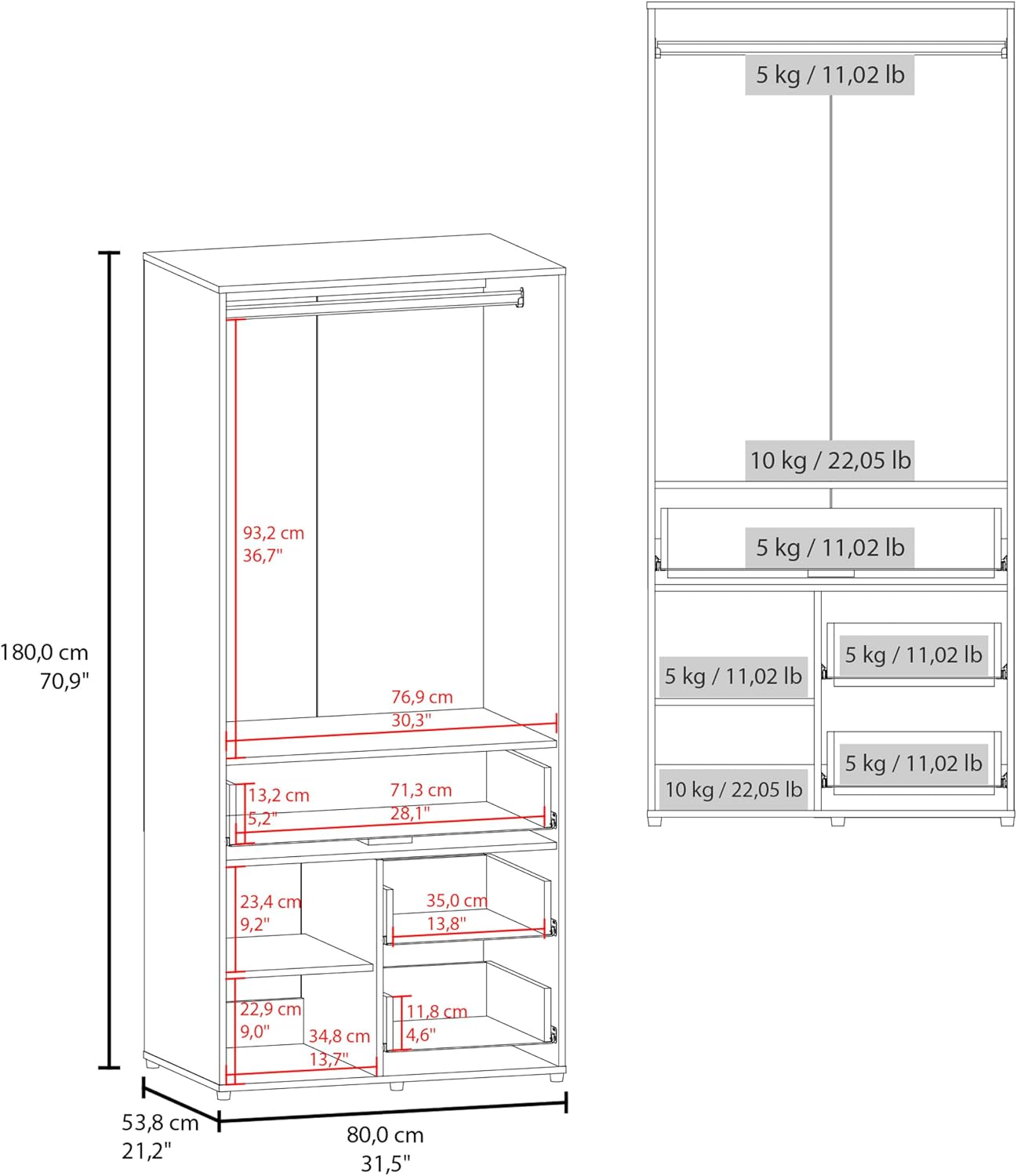 Modern Bedroom Storage Cabinet with Drawers