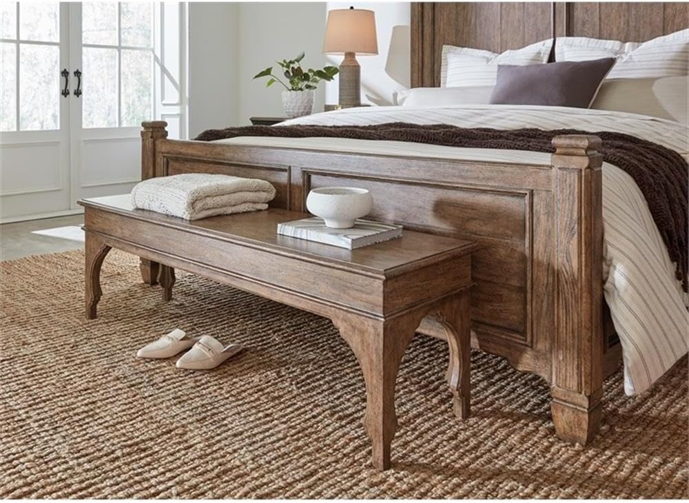 Classic Brown Upholstered Entryway Storage Bench