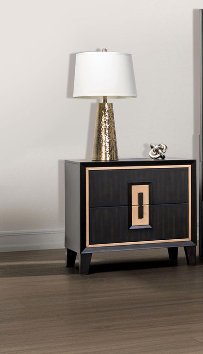 Modern Espresso Bedside Nightstand Cabinet