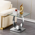 Modern Glass Side Table with Metal Frame